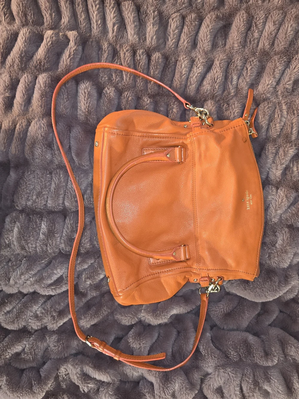 kate spade orange leather shoulder satchel with crossbody strap